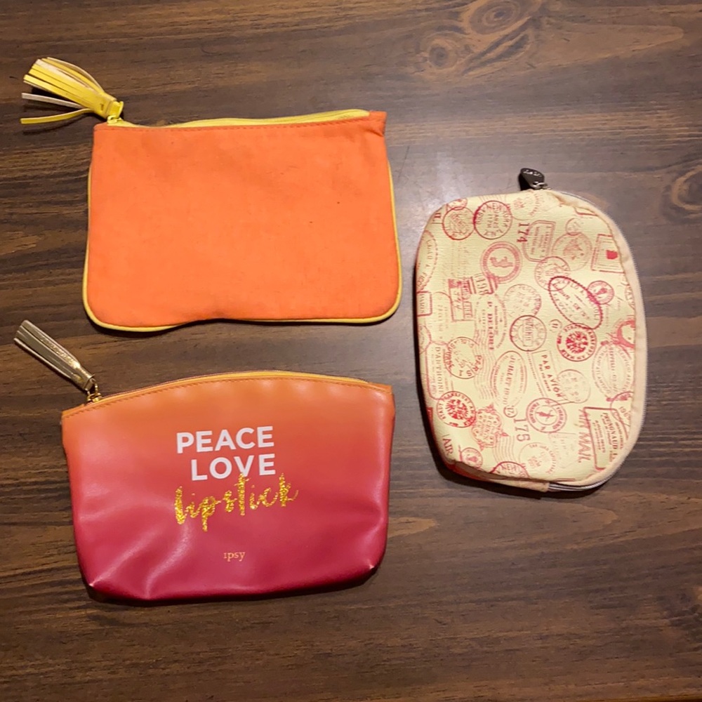 3 New Ipsy cosmetic bag bundle NWOT